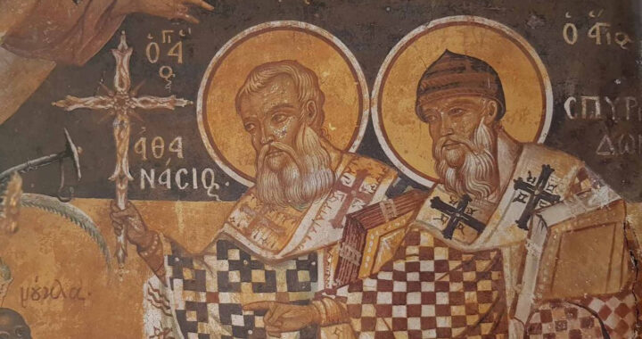 Sfântul Spiridon al Trimitundei și Sfântul Atanasie cel Mare, prin puterea lui Hristos alungă ciuma