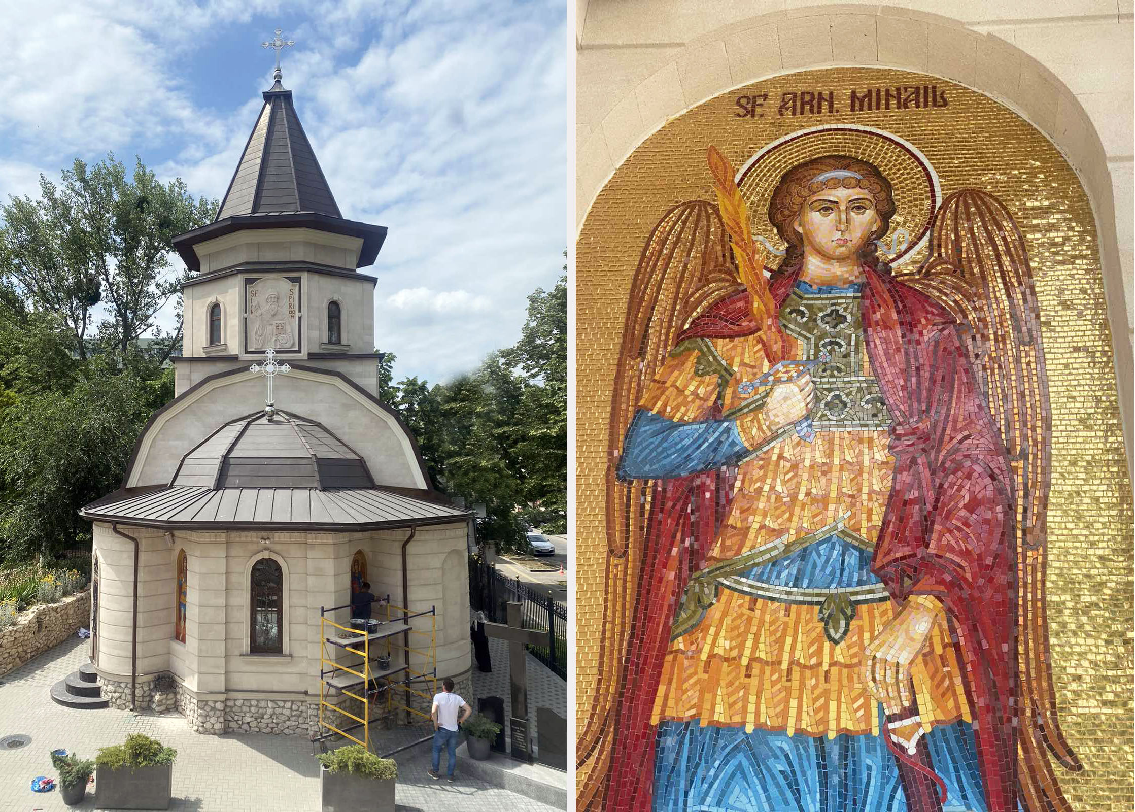La Biserica Sf. Spiridon al Trimitundei au fost montate încă trei icoane în mozaic